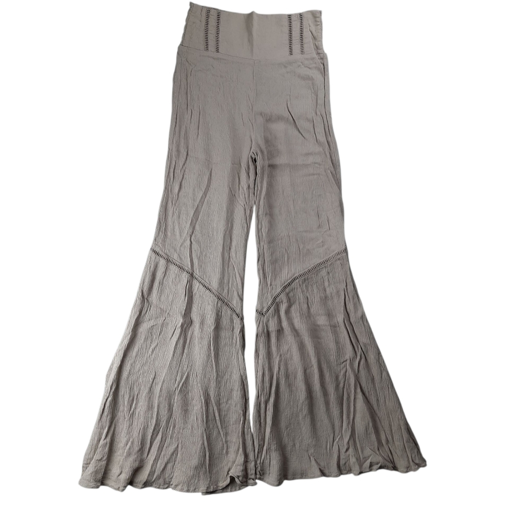 Sincerely Jules Crinkle Ruffle Bell Wide Leg High Rise Pants SZ S